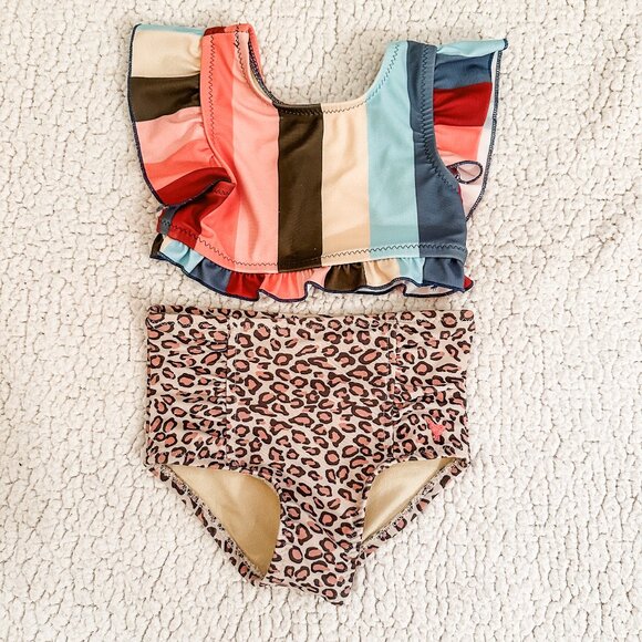 Pink Chicken Tankini Swimsuit in Multi-Wide Stripe - Picture 1 of 3